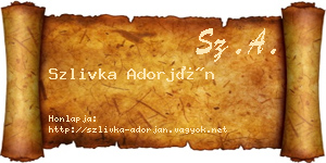 Szlivka Adorján névjegykártya